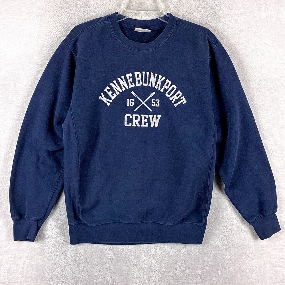 VTG Kennebunkport Maine Crew Sweatshirt Mens S Navy White Preppy Collegiate 90s